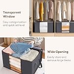 Lifewit 6 Sacs de rangement en emballage, contenants de stockage et d'organisation en tissu pliable, bacs de retenue pour vêtements, couvertures avec poignée renforcée, fermeture éclair robuste, fenêtre transparente