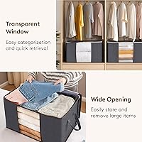 Vista 5 de Lifewit Paquete de 8 contenedores plegables de almacenamiento de ropa con tapas, gris, tela no tejida, rectangulares, cremallera resistente, asa