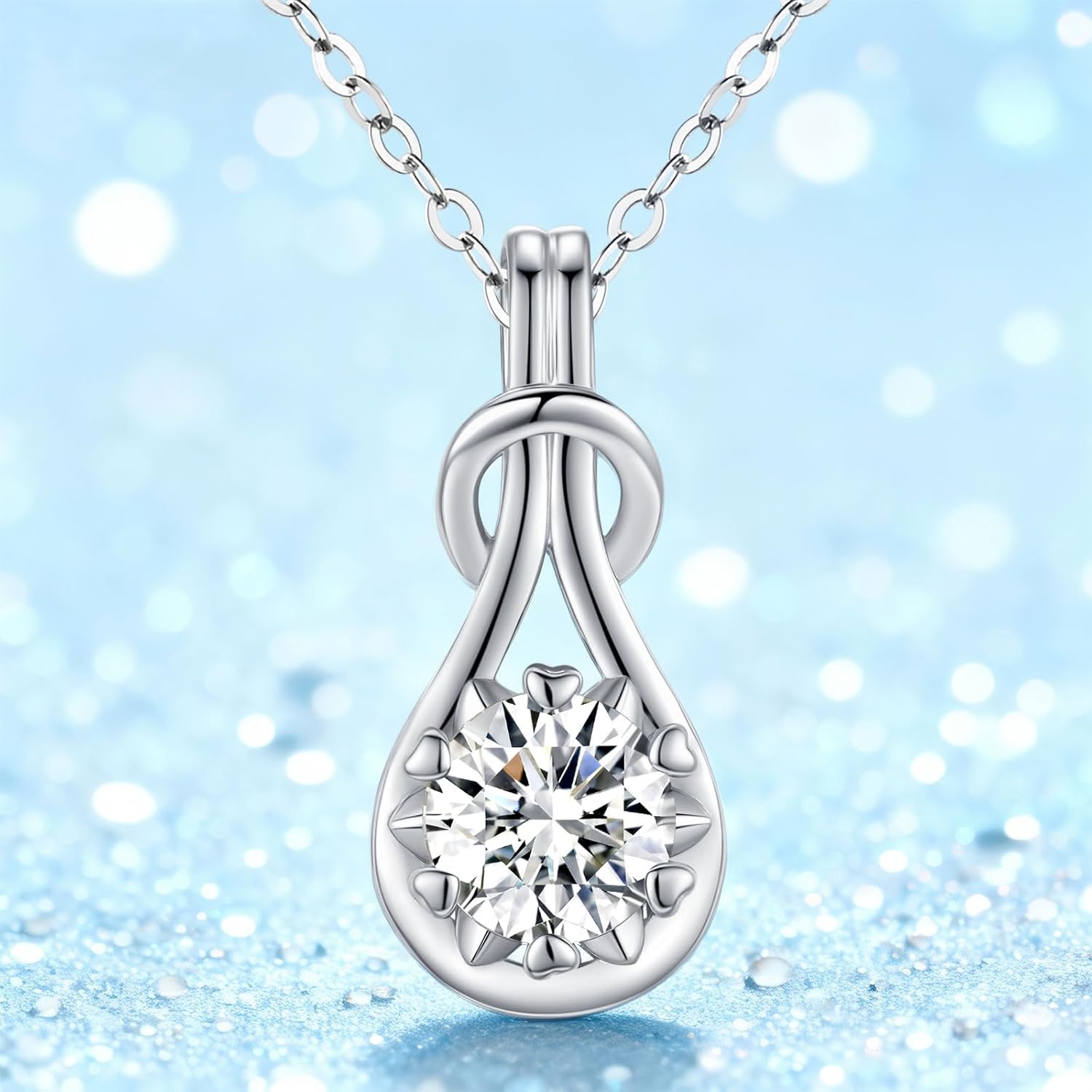 2 Carat Moissanite Necklace for Women,D Color VVS1 Moissanite 925 Sterling Silver Pendant Necklace Jewelry, Anniversary Birthday Gifts for Wife Mom Girlfriend - Image 5