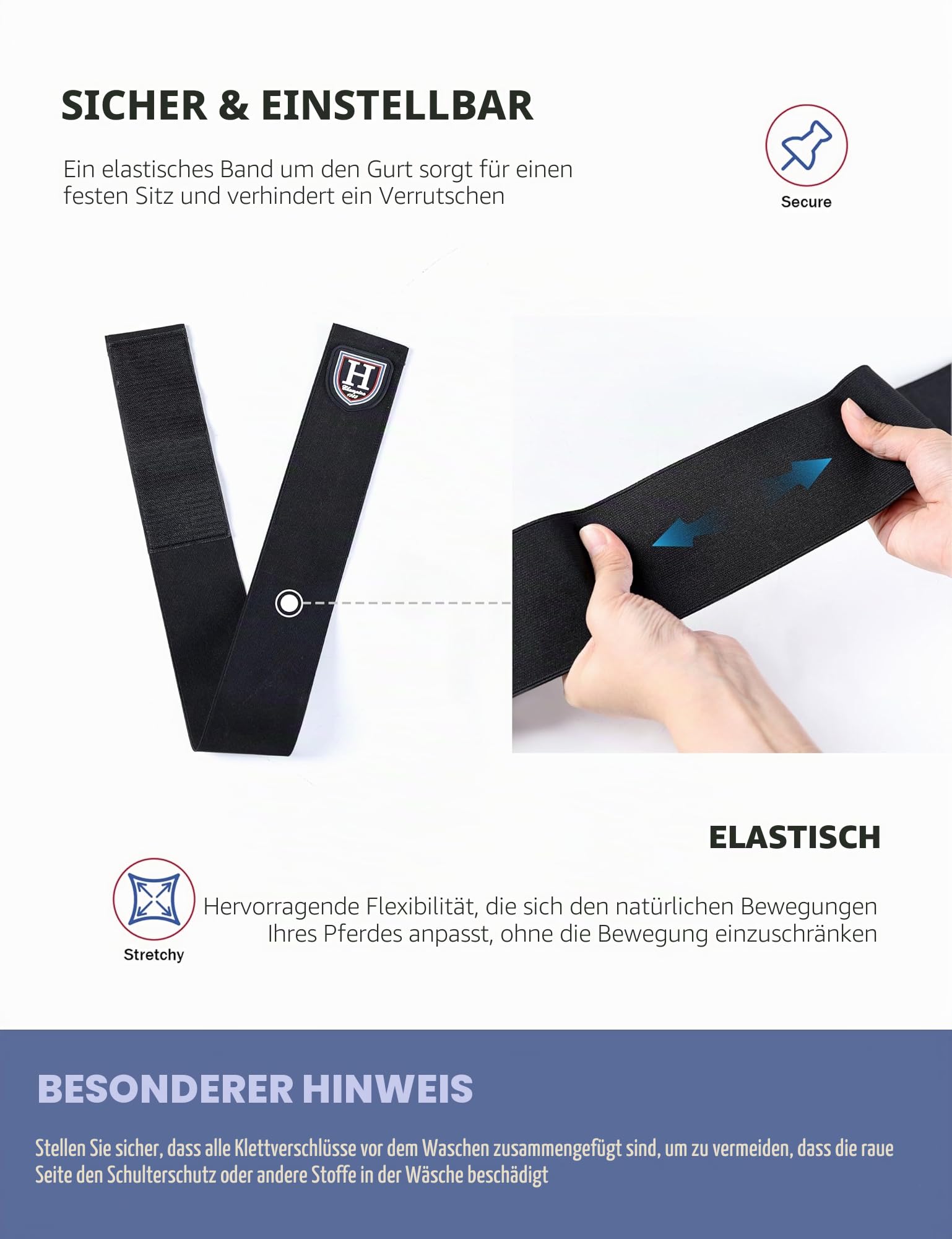 Harrison Howard Pferdepflegedecken Schulterschutz Anti-Reiben Schulterschutz für Pferde, Leichte Stretch-Nylon-Schulterabdeckung mit Fleece-Polsterung, verhindert das Reiben der Decke Navy M