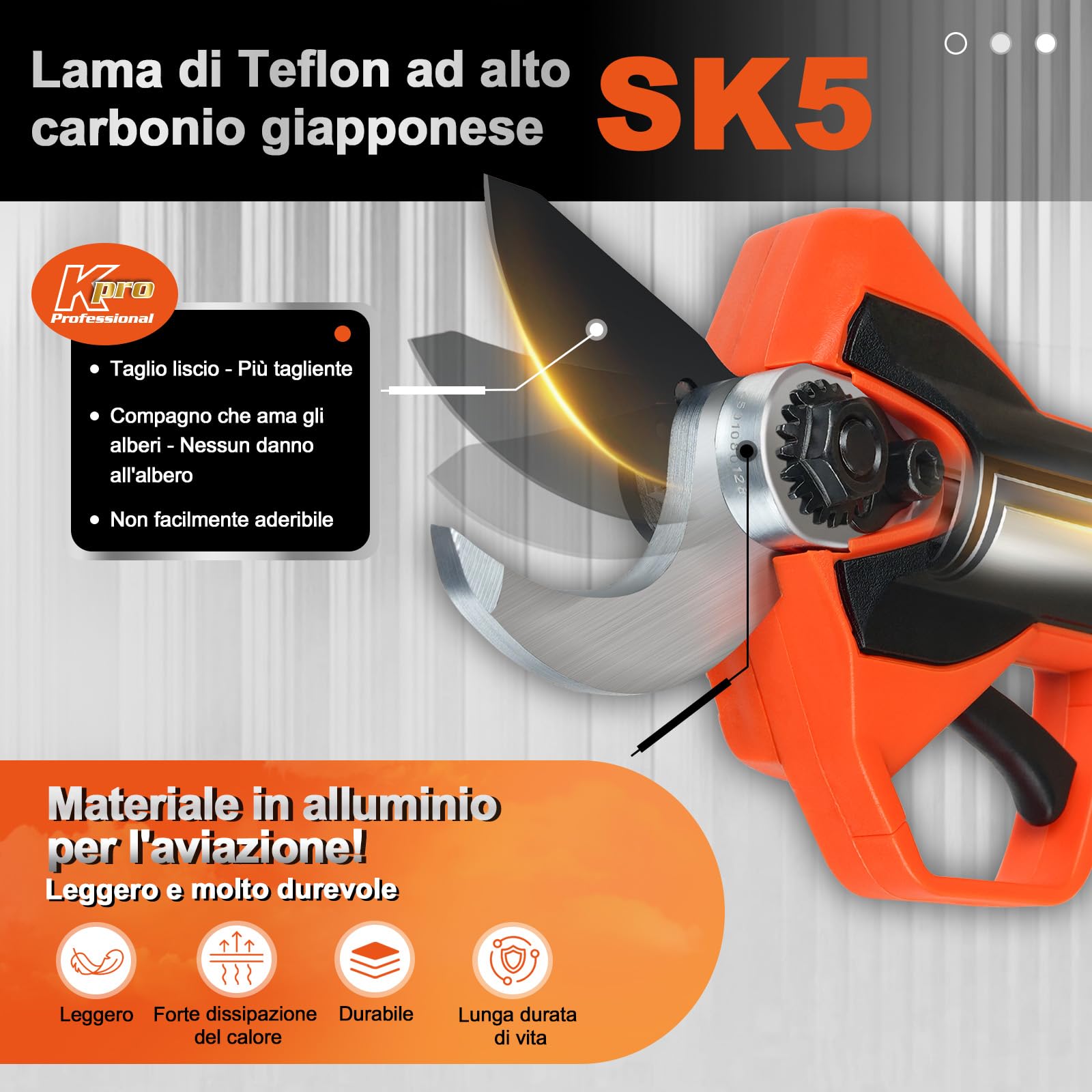 Kebtek KT9030 Forbici Da Potatura 30mm Con 2 Batterie 2500mAh 16,8V | Ideali Per Rose, Arbusti E Alberi Da Frutto, Leggere E Facili Da Usare Per La Potatura Quotidiana