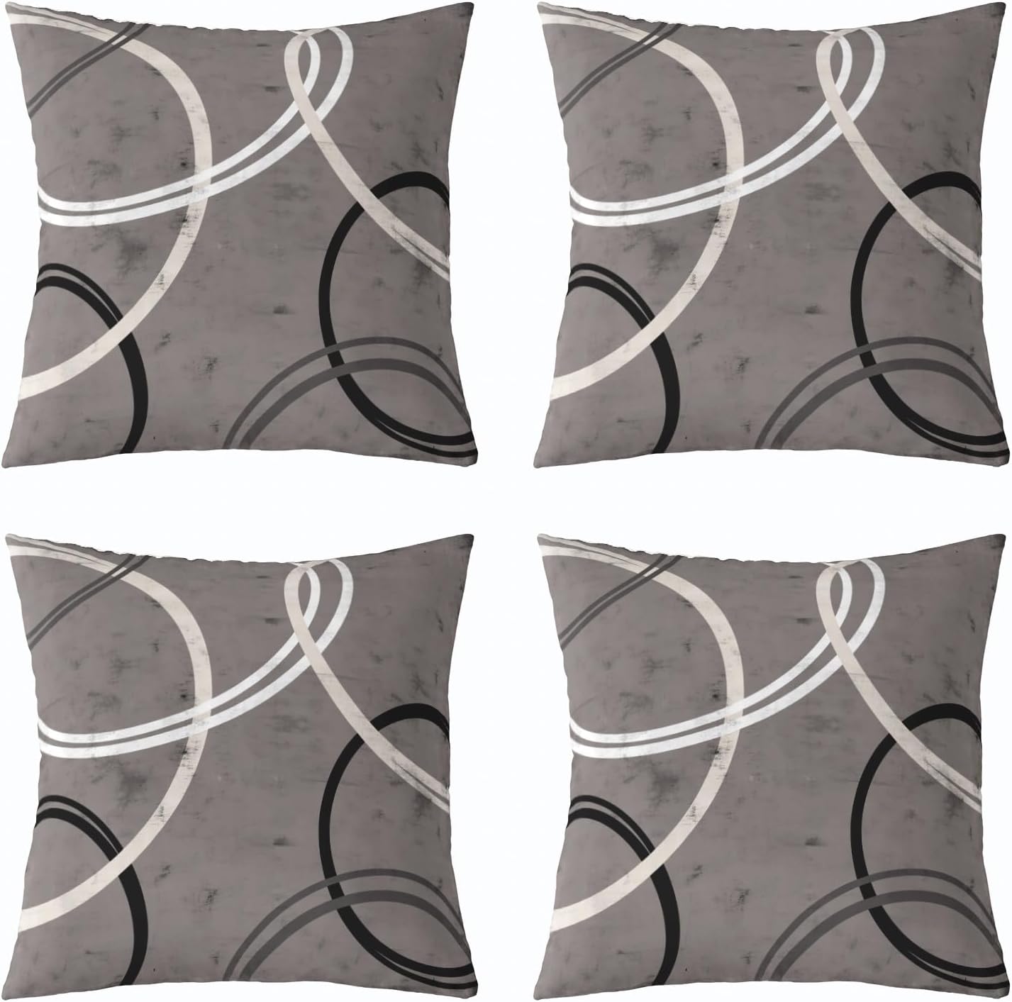 jejeloiu Light Gray Wavy Circles Throw Pillow Covers Set of 2 24 x 24 Inch Kids Abstract Geometric Cushion Case Teens Modern Art Decor Pillowcase Soft Lightweight Room Decor