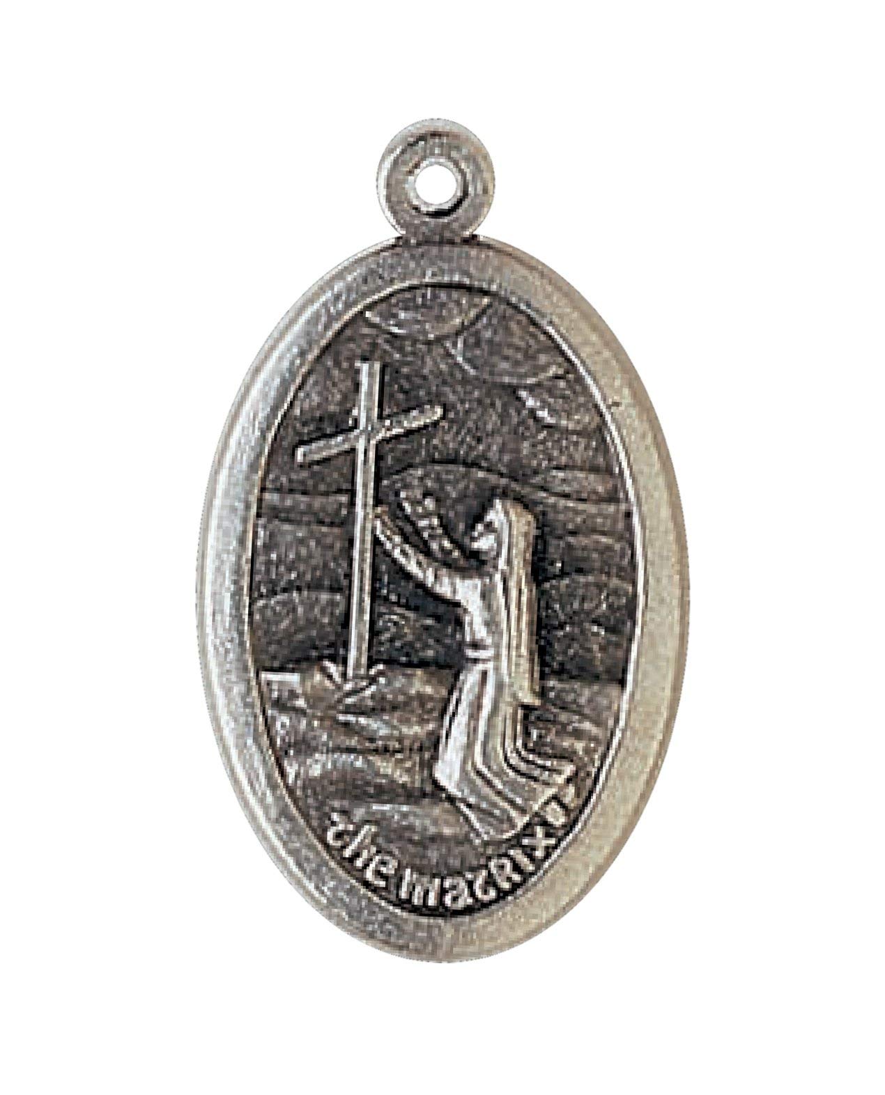 Lot of 6 Religious Medals from Italy - Silver tone + Oval ring,Miracolous,sacred heart,St. Bernadette, Infant of Prague,St. Michael Archangel, St. Francis (wolf