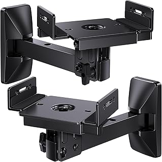 Pipishell Speaker Wall Mounts, Dual Side Clamping Bookshelf Speaker Mounting Bracket, Speaker Mounts for Surround Sound, Bookshelf Speakers up to 50 lbs, 1 Pair