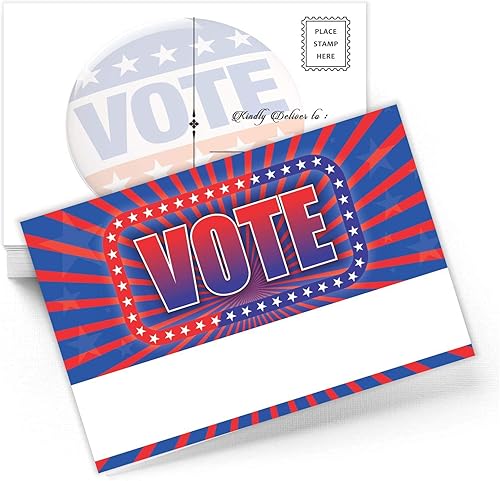 Miniatura 2 de PARTH iMPEX Tarjetas postales de votación  (Paquete de 50) Tarjetas patrióticas en blanco para campaña electoral de votación de 4 x 6 pulgadas