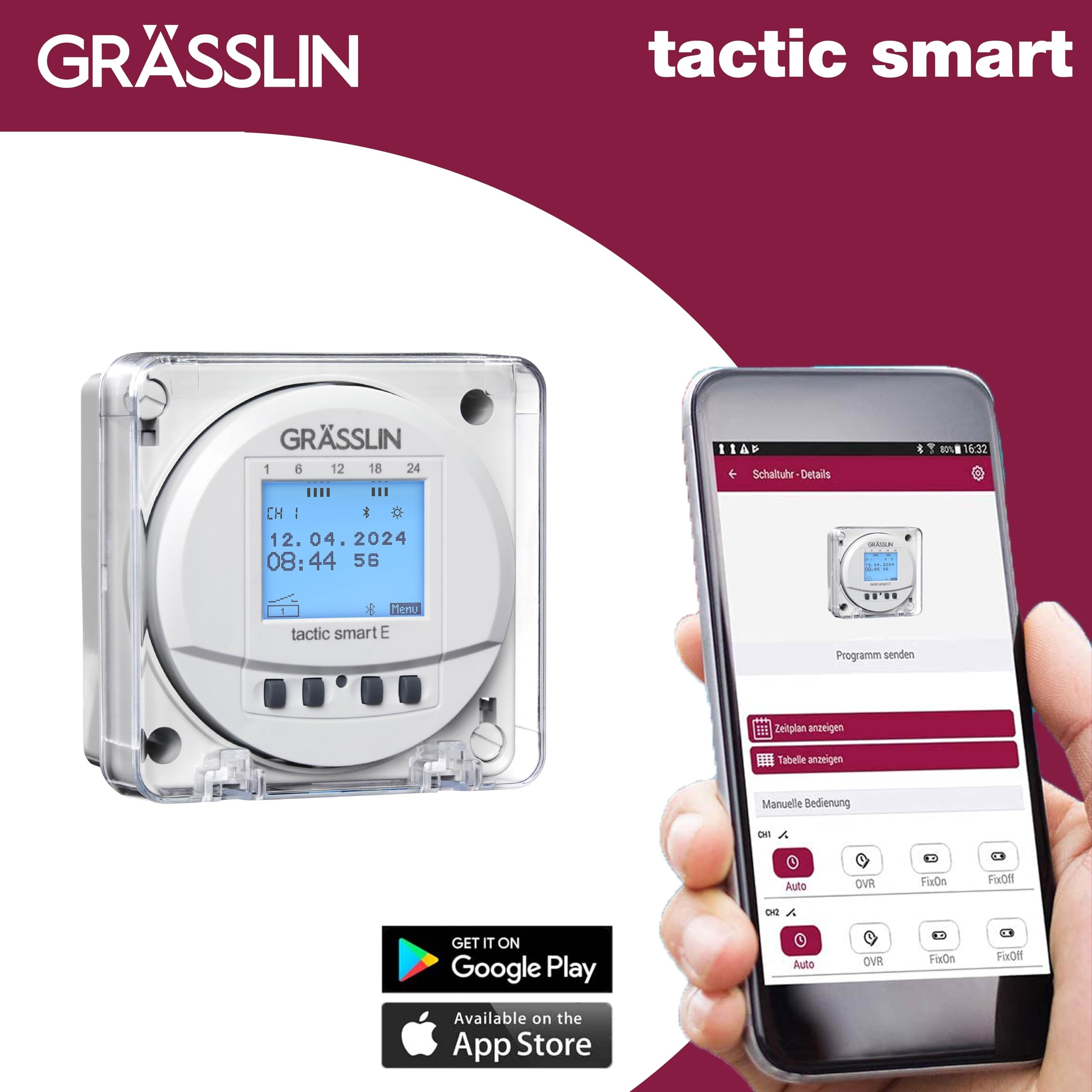 43.87.0003.1 Tactic smart E Astro-Zeitschaltuhr digital Einbau App | Fronttafeleinbau, Bluetooth, App, 1 Kanal, Wochen-/Jahres-/Astroprogramm, Impuls/Zyklus, LED 400 W, 8 Jahre Gangreserve