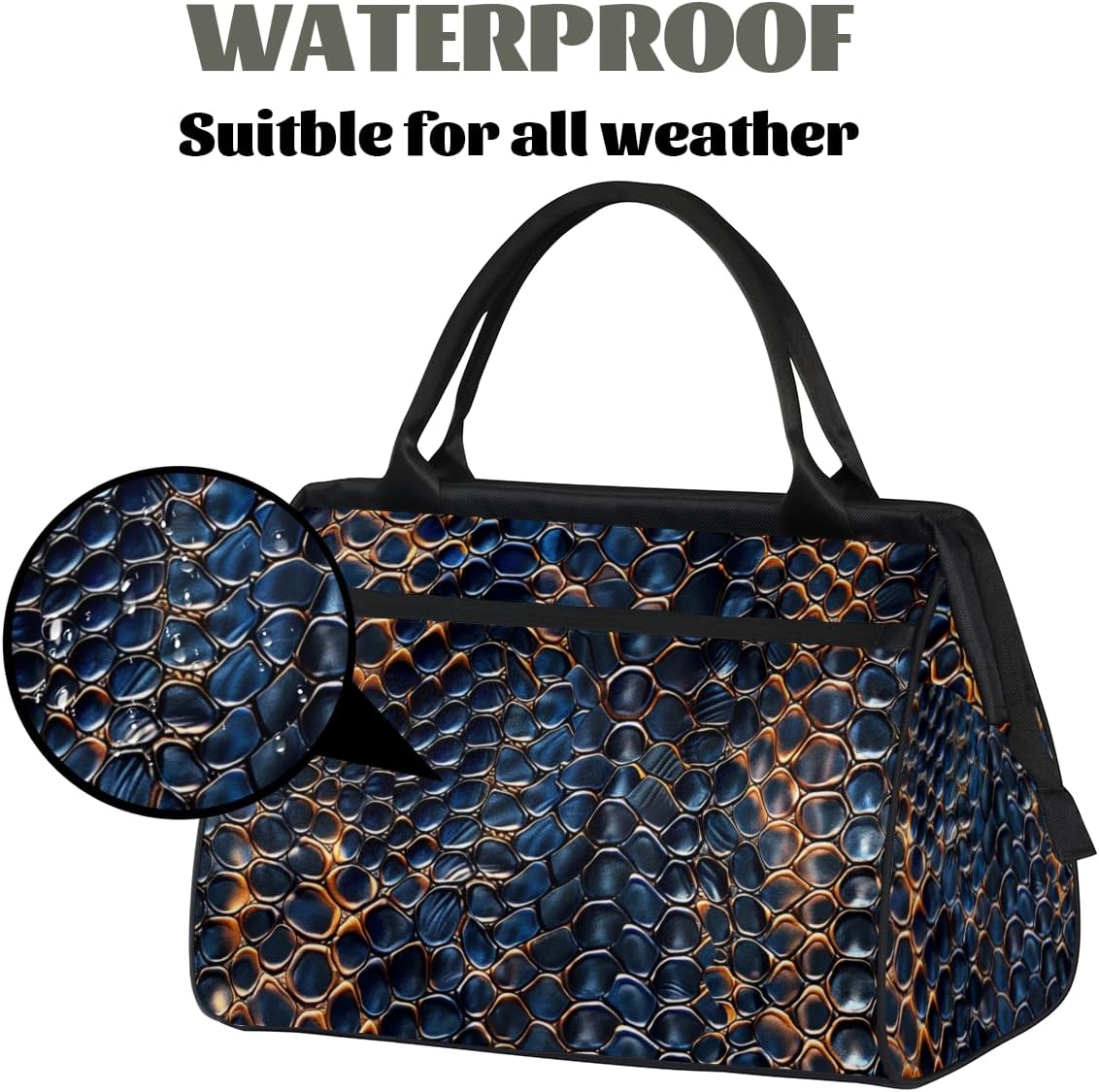 Snake Skin Cool Small Overnight Weekender Tote Bag for Women Men Foldable Travel Duffel Bags Lightweight Sports Gym Bag Waterproof Carry On Luggage Weekender Bag for Traveling Gifts