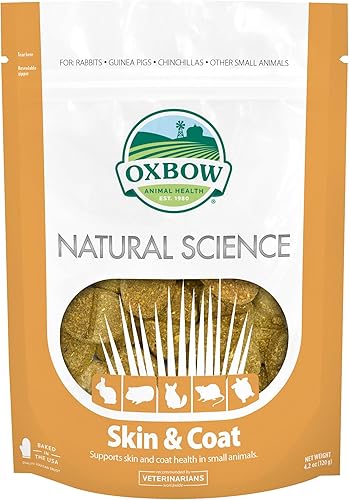 Oxbow Suplemento de ciencia natural para piel y pelaje, alto en fibra, aceite de palma, ácidos grasos Omega 3 y 6 para animales pequeños, 4.2 onzas