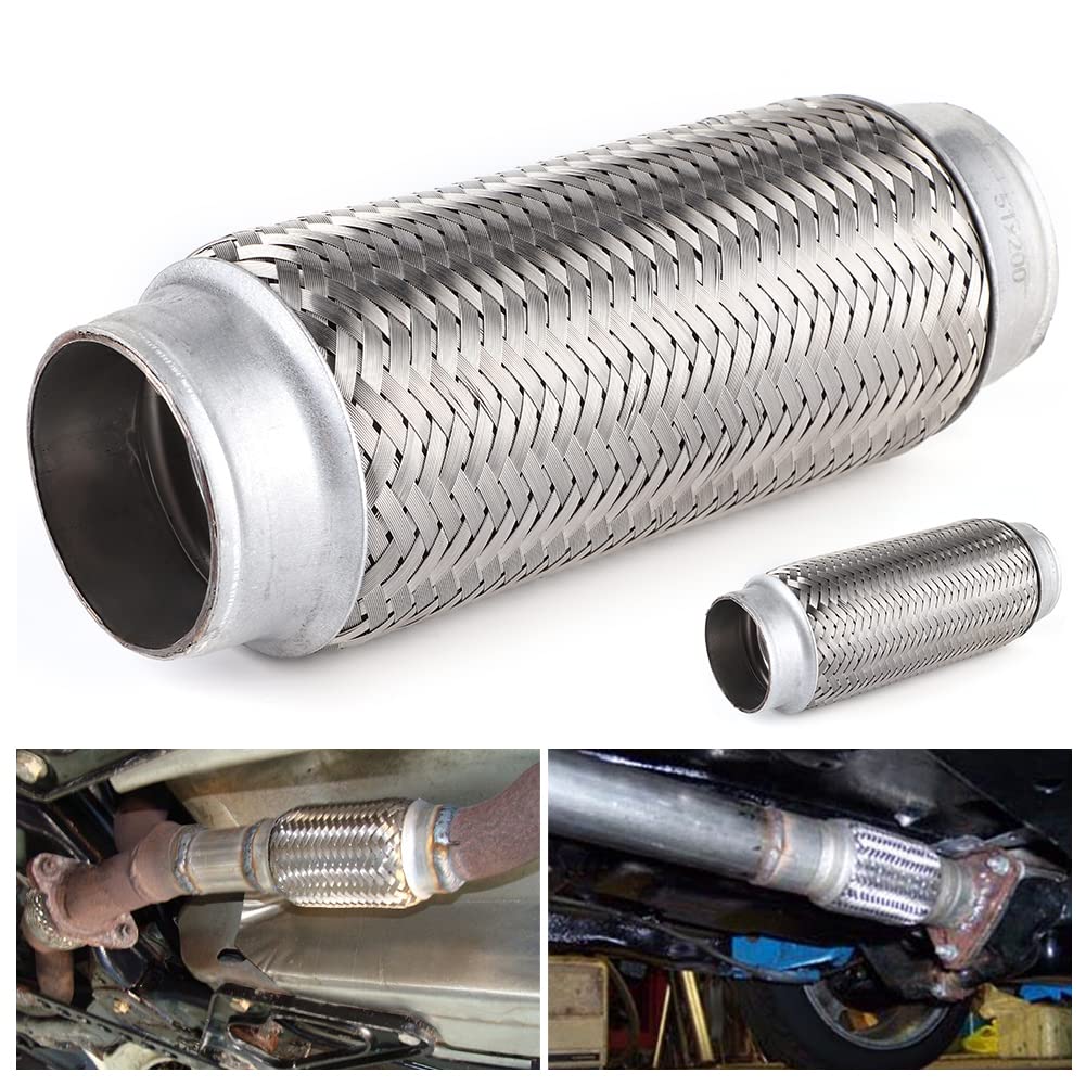 Auspuffrohr, Edelstahl Auspuff Flexibles Rohr Flexi Joint Repair Tube Autozubehör für Universal-Vorderauspuff Flexrohr Auspuff Flexi-Rohr Universal Edelstahl Auspuff Flexrohr(51MM*200MM)
