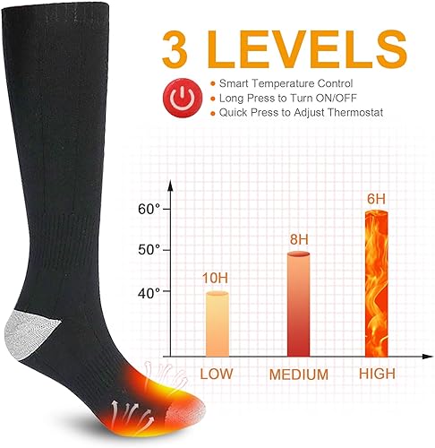 Miniatura 3 de Youlisn Heated Socks for Men Women Upgraded Rechargeable Electric Thermal Socks with 8000mAh Large Capacity Battery 3 Heating Settings