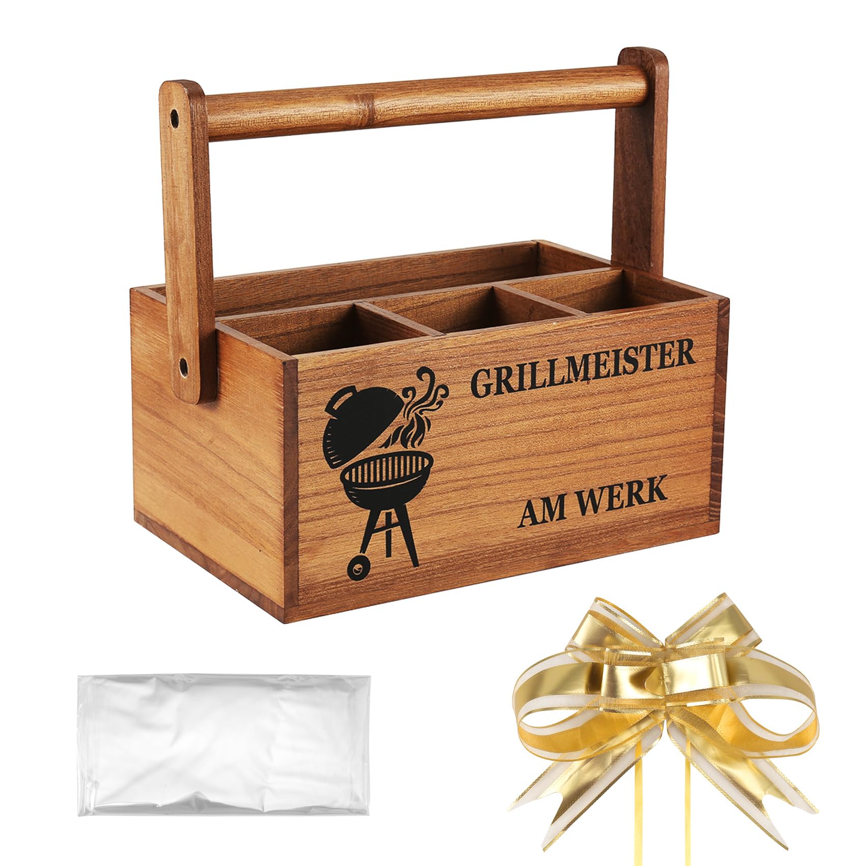 Nagoyuki Grillzubehör Männer Geschenk – Organizer/Tischbutler,Handgefertigte Aufbewahrungsbox aus Akazienholz , Perfektes Grill Zubehör für Männer