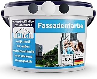 Plid® Peinture pour Façades, Blanc mat 10L [Multi-Supports] Crépis, Briques, Ciment, Enduit - Intérieur & Extérieur/Résistante aux Intempéries et aux UV, Haute couvrance, Réspirante