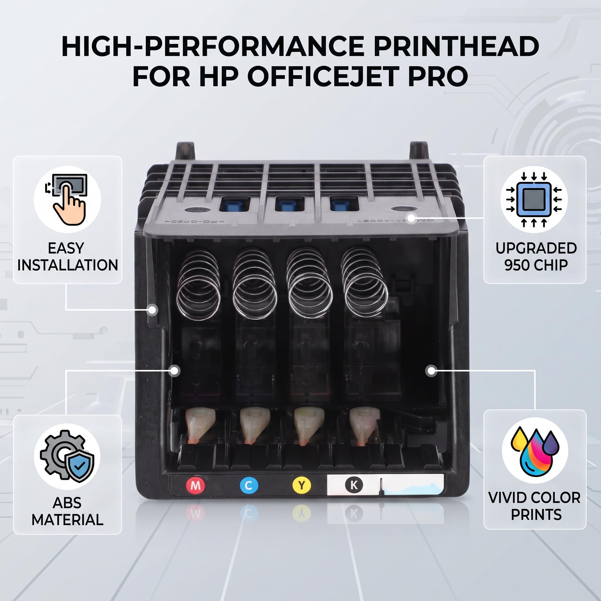 CHICIRIS Ugello Testina di Stampa per OfficeJet PRO, Ricambio Compatibile con Modelli 8100 8610 8620 8650 251dw, Manutenzione Stampante con Installazione Semplice