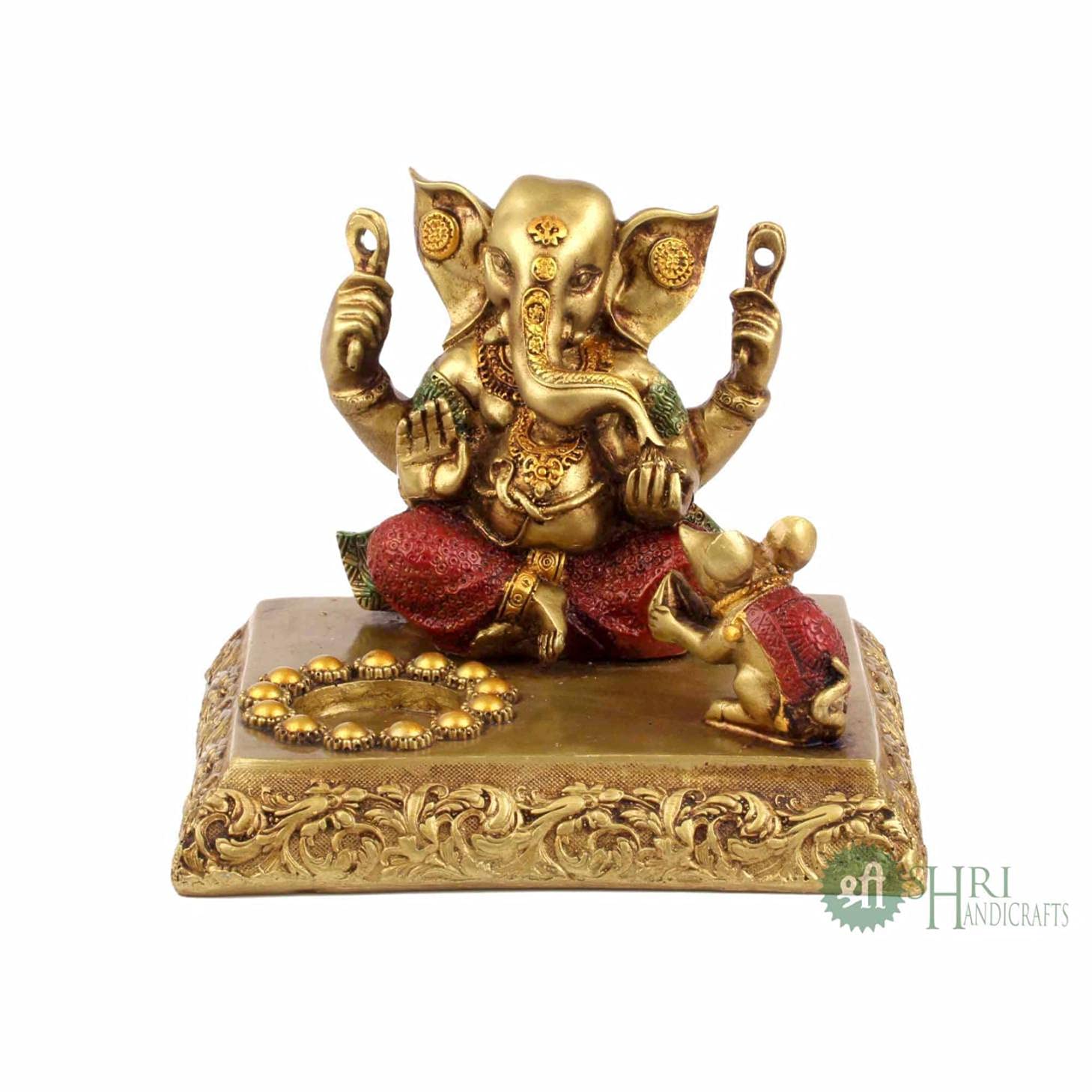 Amazon.co.jp: Indicast 木製ロードガネーシャ キャンドルホルダー付き