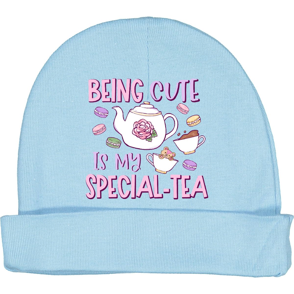 inktastic Being Cute is My Special-Tea Teapot and Teacup Baby Beanie Hat Large Light Blue 410c0