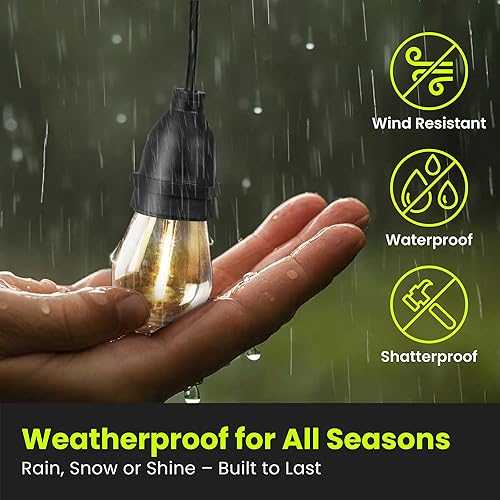 Miniatura 4 de Feit Electric LED String Lights, 20ft Commercial Grade and Shatter Resistant String Lights with 10 Outdoor Sockets, Linkable, 15,000-Hour Lifetime