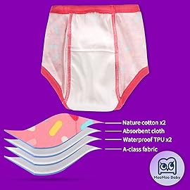 MooMoo Baby 8 Packs Potty Training Pants Cotton Absorbent Training Underwear for Toddler Girls 8T Pink