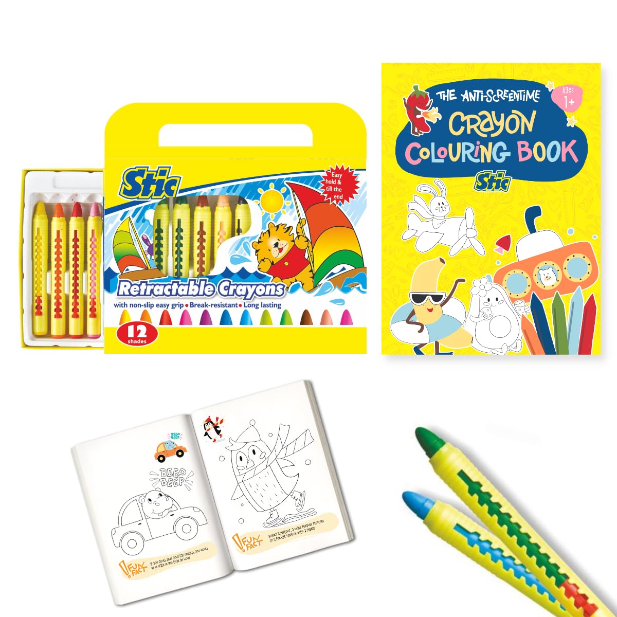 Stic 12 Retractable Unbreakable Crayon Colouring Book Toddler Grip Control Washable Erasable Twistable Non Toxic Edible finger block drawing writing skill Toy baby kindergarten return gift kids 1 year (B0CQRM19RJ) Amazon Price History, Amazon Price Tracker