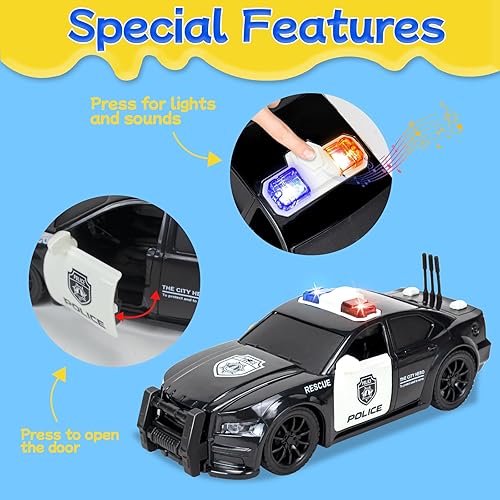 Miniatura 4 de Camión de bomberos, ambulancia, helicóptero y vehículos de policía, juego de juguetes de 4 unidades de vehículos de fricción con luces y sonidos,