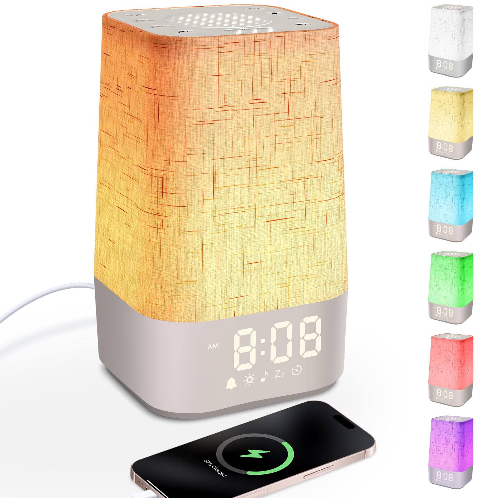 MILFECH Tageslichtwecker mit 30 Naturgeräuschen, Lichtwecker Sonnenaufgang Wecker Digital Wake Up Light mit Ladefunktion Lichtwecker Einschlafshilfe und RGB, Dimmbares Nachtlicht, Timer