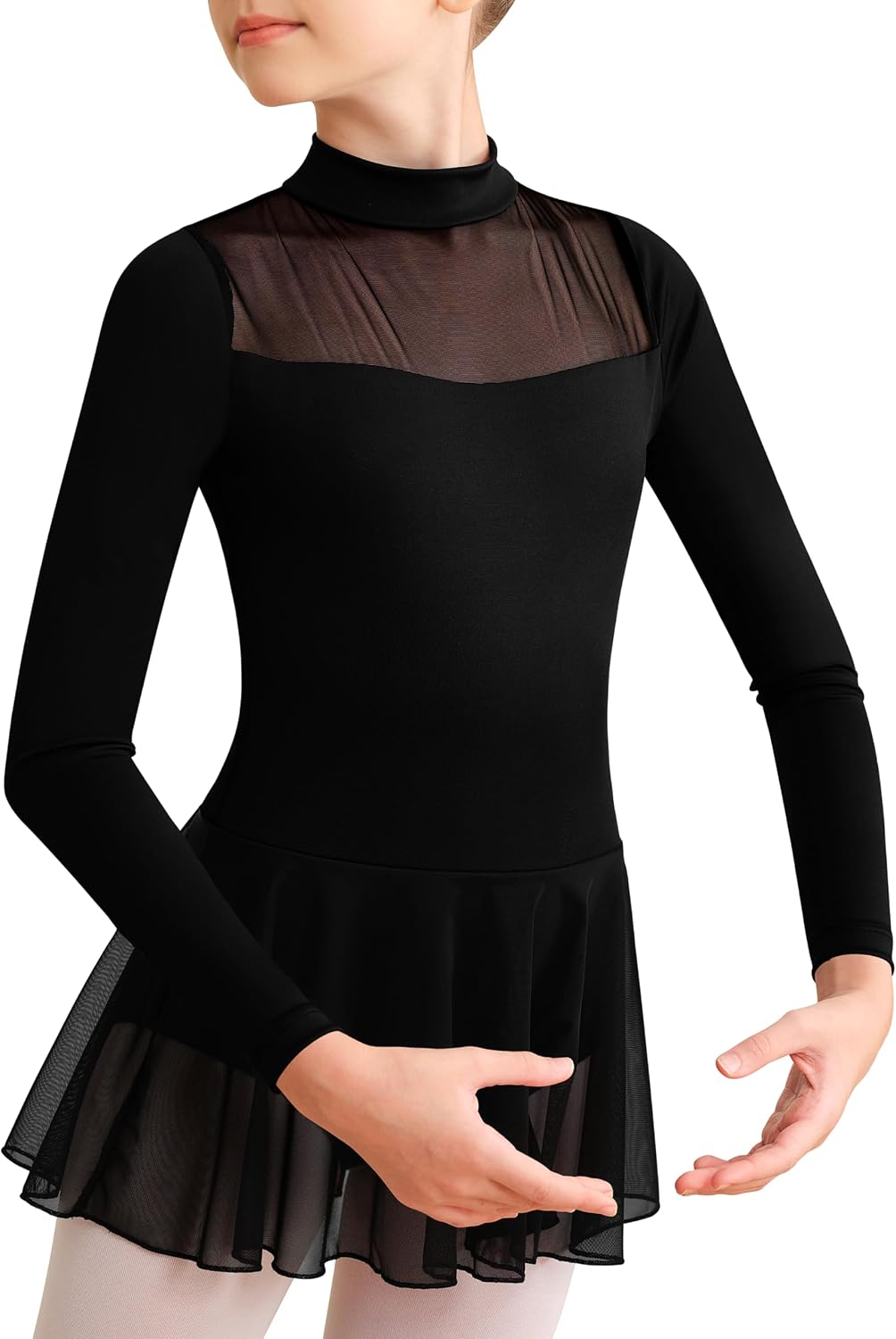 Girls Ballet Leotard For Dance Mesh Skirt Lace Tank Dancewear,Hollow Back Crisscross Straps