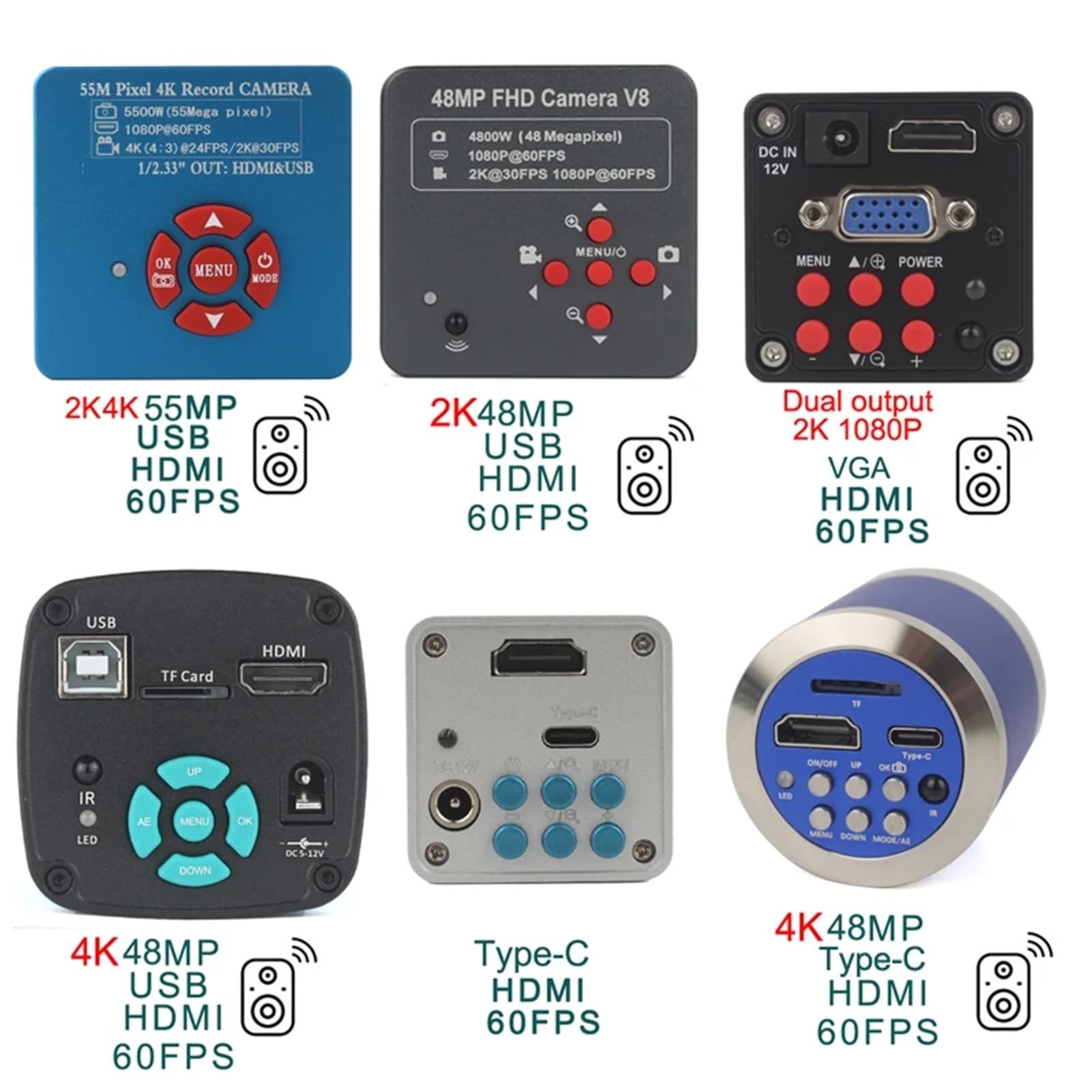 IMX307 48MP 50MP 4K HDMI USB C-Mount Videocamera per microscopio Industriale per Telefono PC PCB IC Saldatura Riparazione