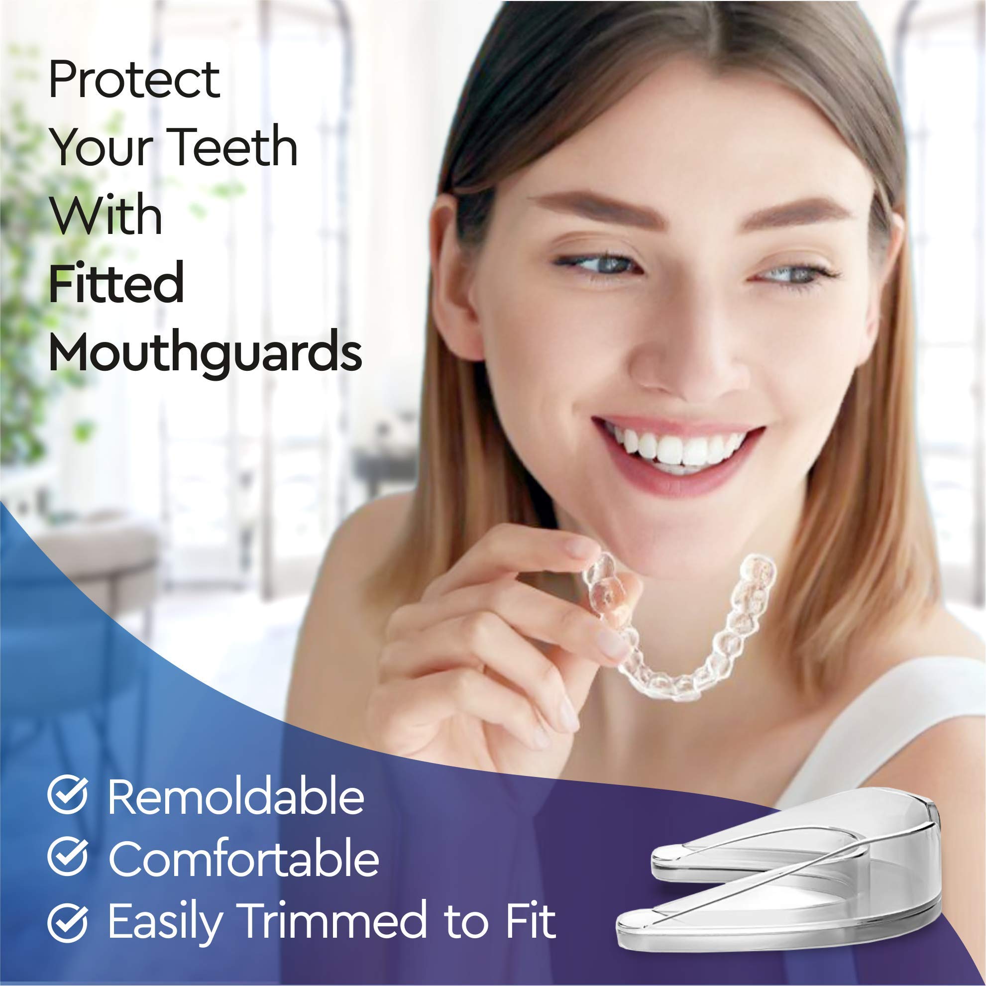 Professional Mouth Guard for Grinding Teeth, 2 Sizes, 4 Pieces Mouthguard, Moldable Night Guards