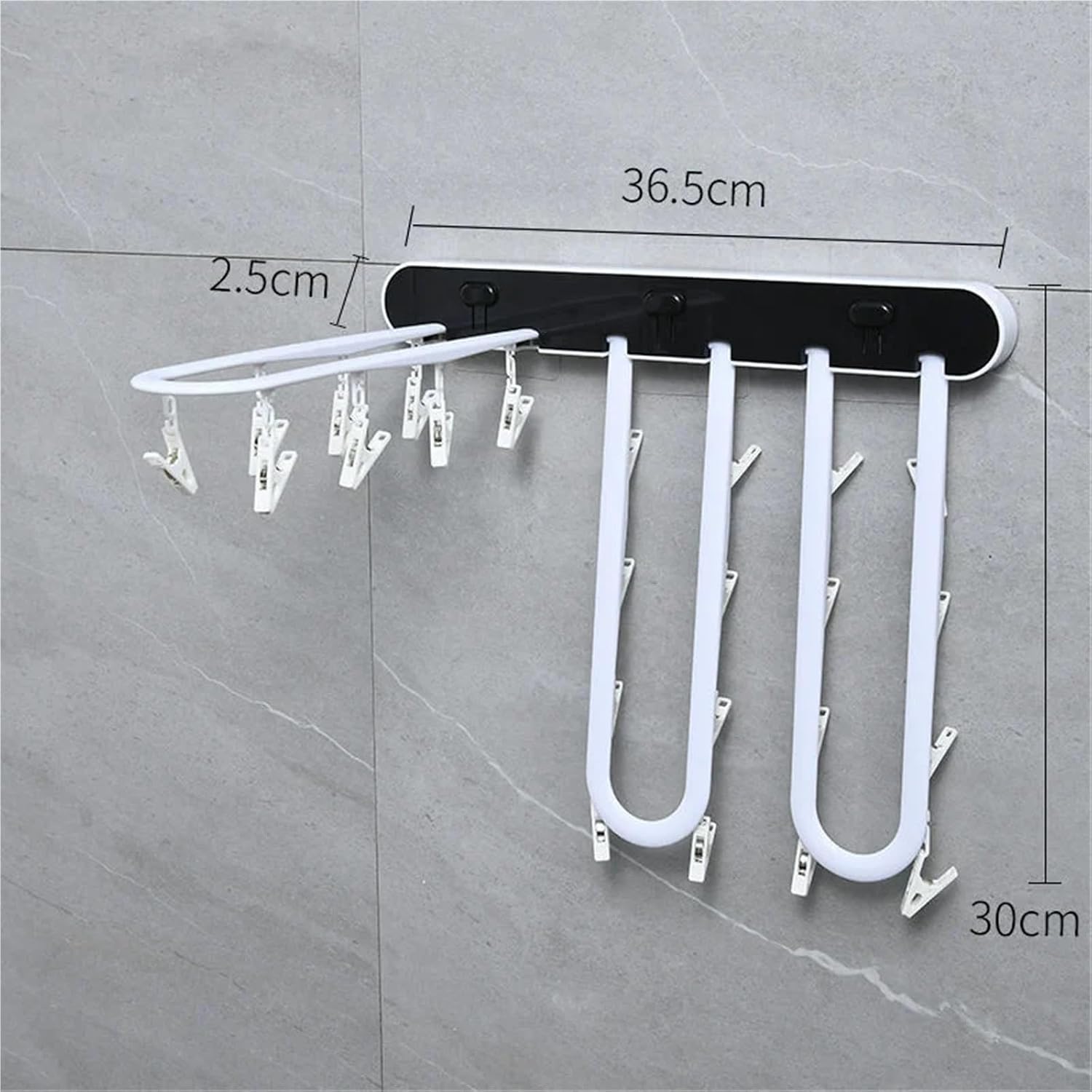 Multifunction Folding Drying Rack Punch-Free Coat Hanger Underwear Socks Clip Household Bathroom Hanging Clothes(Black)