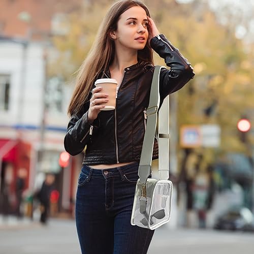 Miniatura 7 de Nicynin Bolsa transparente aprobada para estadios para mujer, bolsa cruzada transparente con correa ajustable para el hombro, bolsa de hombro