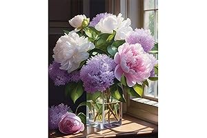 Fountor Paint by Numbers Kit for Adults 3 Pack- Windowsill Flowers
