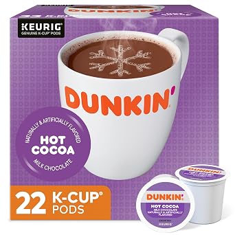 Dunkin Milk Chocolate Hot Cocoa, 22 Keurig Pods