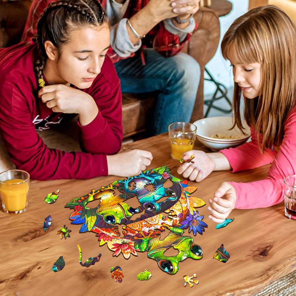 Holzpuzzle Für Erwachsene – Gemächlicher Frosch Design, In Holzbox, Als Geschenk Oder Deko