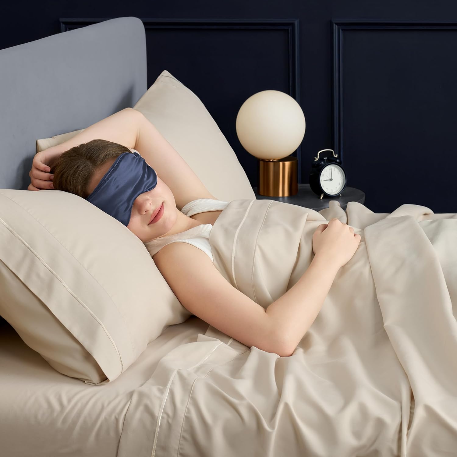 Casual Living King Sheets Set 4 Piece Cooling Sheets with 2 Pillowcases Soft Microfiber Hypoallergenic Washable Bed Set Deep Pocket Lightweight Bedding Elasticized for Bedroom, King, Beige