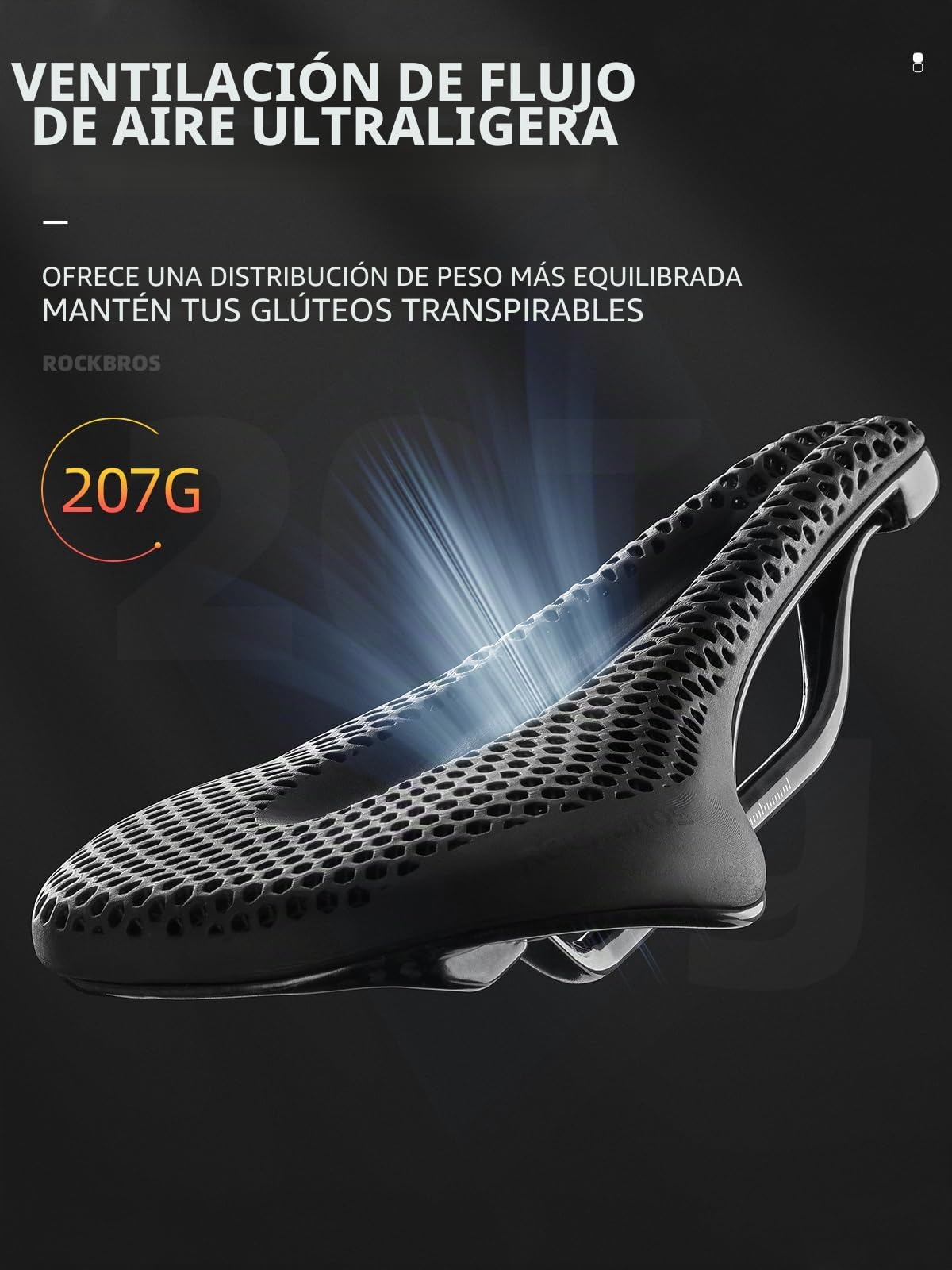 ROCKBROS Sillín de Bicicleta Impreso en 3D Cómodo Sillín Bicicleta Cómodo Asienro Ergonómico para MTB Bicicletas de Carretera