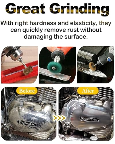 Miniatura 5 de Rocaris - 50 piezas de ruedas abrasivas de pulido, ruedas abrasivas de 1 pulgada para herramientas rotativas de 18 (3 mm) de vástago, 120Grit,