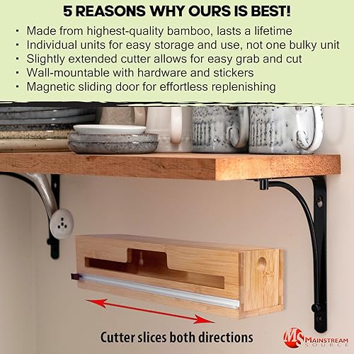 Miniatura 3 de Mainstream Source Juego organizador de bolsas con cremallera de bambú, juego organizador de bolsas con salvamanteles de bambú y dispensador de