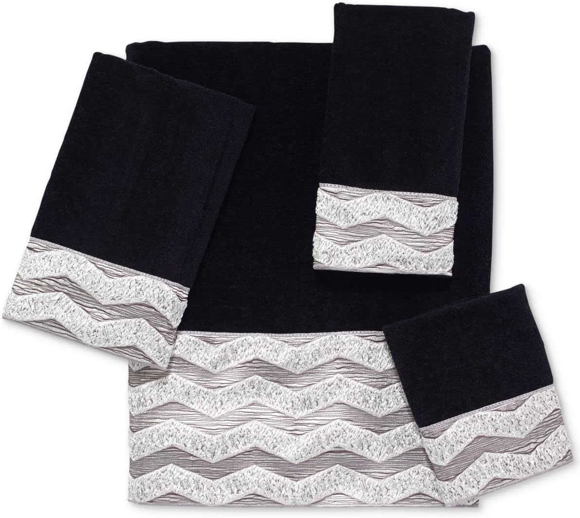 Avanti Linens - Hand Towel, Soft & Absorbent Cotton (Chevron Galaxy Collection, Black)