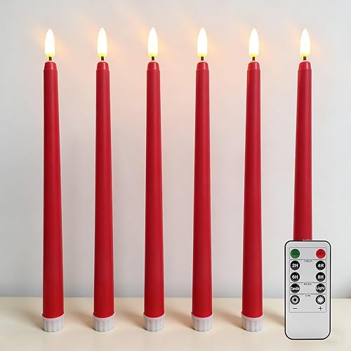 Miniatura 24 de Velas Cónicas Sin Llama Color Rosa con Control Remoto, Juego de 12 Candeleros LED Navideños a