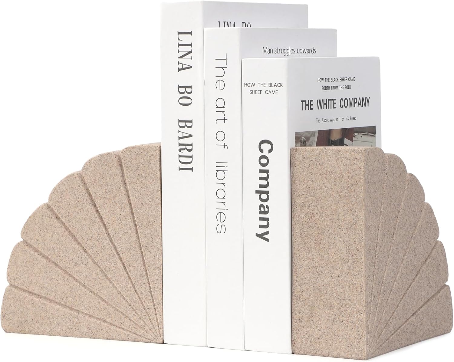 Decorative Bookends for Heavy Books – Stylish Heavy Duty Book Ends for Shelves,Resin Decor,Ideal for Any Bookshelf,Aesthetic Book Holder/Stopper for Chic Home, Office, or Library Decor-Sandstone