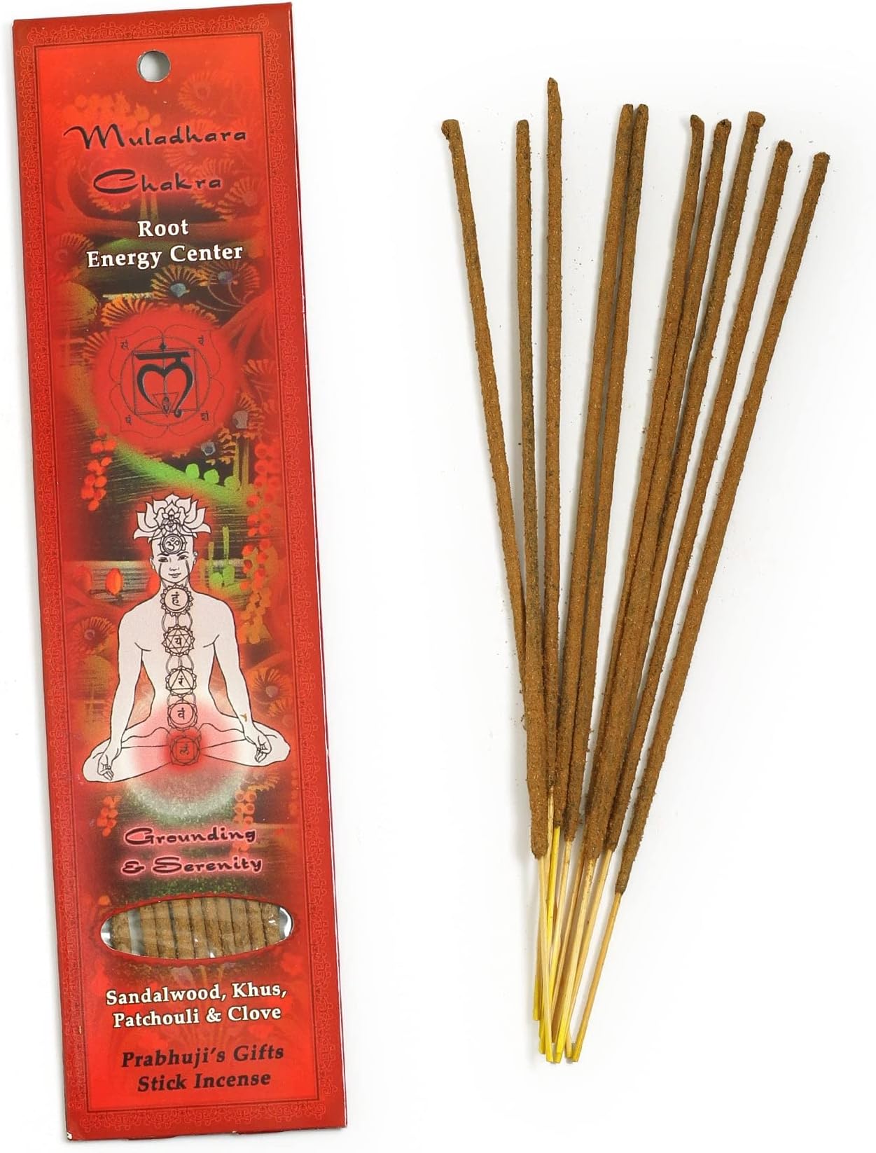 Prabhuji’s Gifts - Divine Chakra Incense Sticks - Muladhara Root Energy - Handmade Herbal Indian Incense - Agarbatti Sticks for Meditation & Cleansing - Earth Element, Serenity & Grounding (10 Pack)…