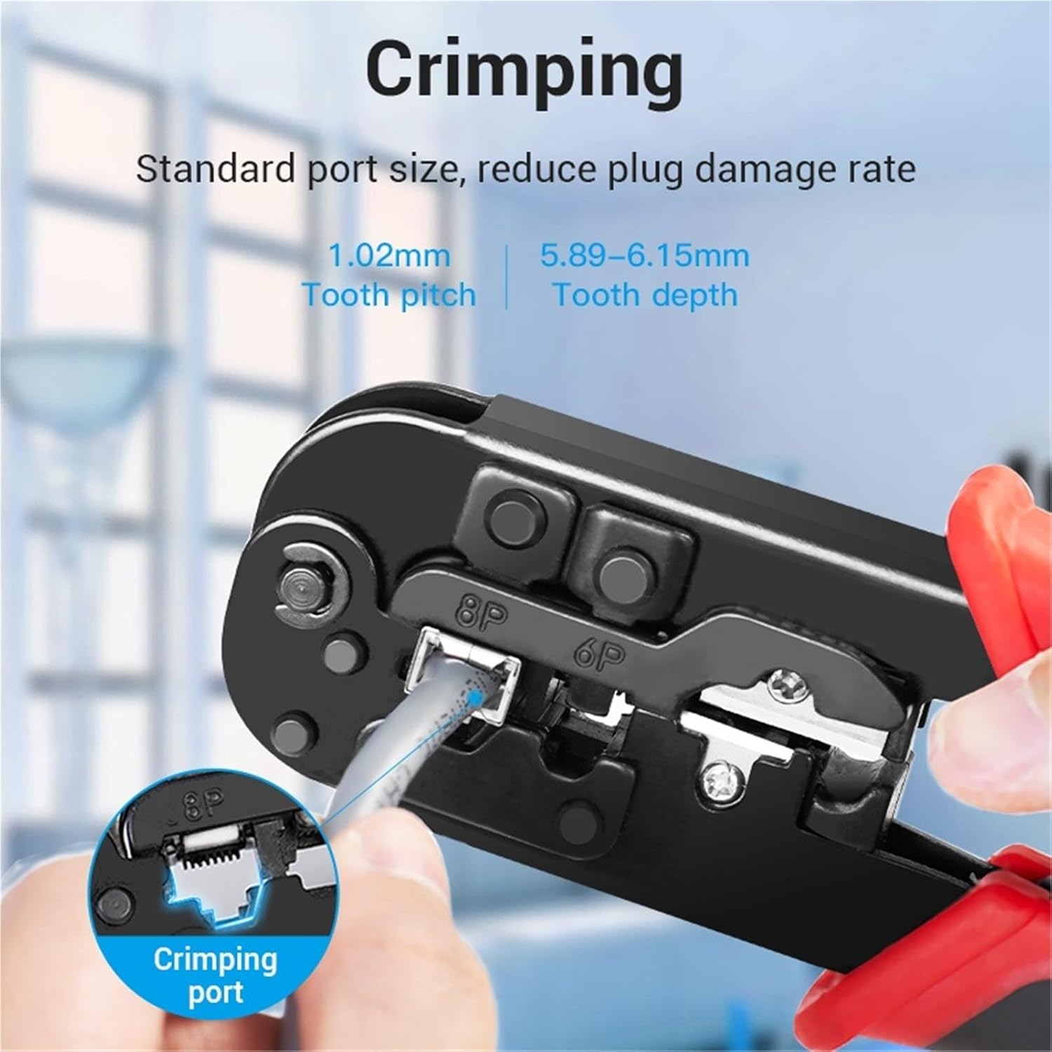 RJ45 Crimping Tool RJ45 Network Cutting Tools 8P RJ45 Crimper Cutter Stripper Plier for Modular RJ12 RJ11 Crimp Crimper(Black)