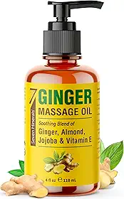 Seven Minerals Óleo De Massagem De Gengibre Para Drenagem Linfática - 120Ml - Aquecedor E Ultra Relaxante - Óleos Essenciais De Grau Terapêutico Aliviam Músculos Cansados E Relaxam A Mente E O Corpo