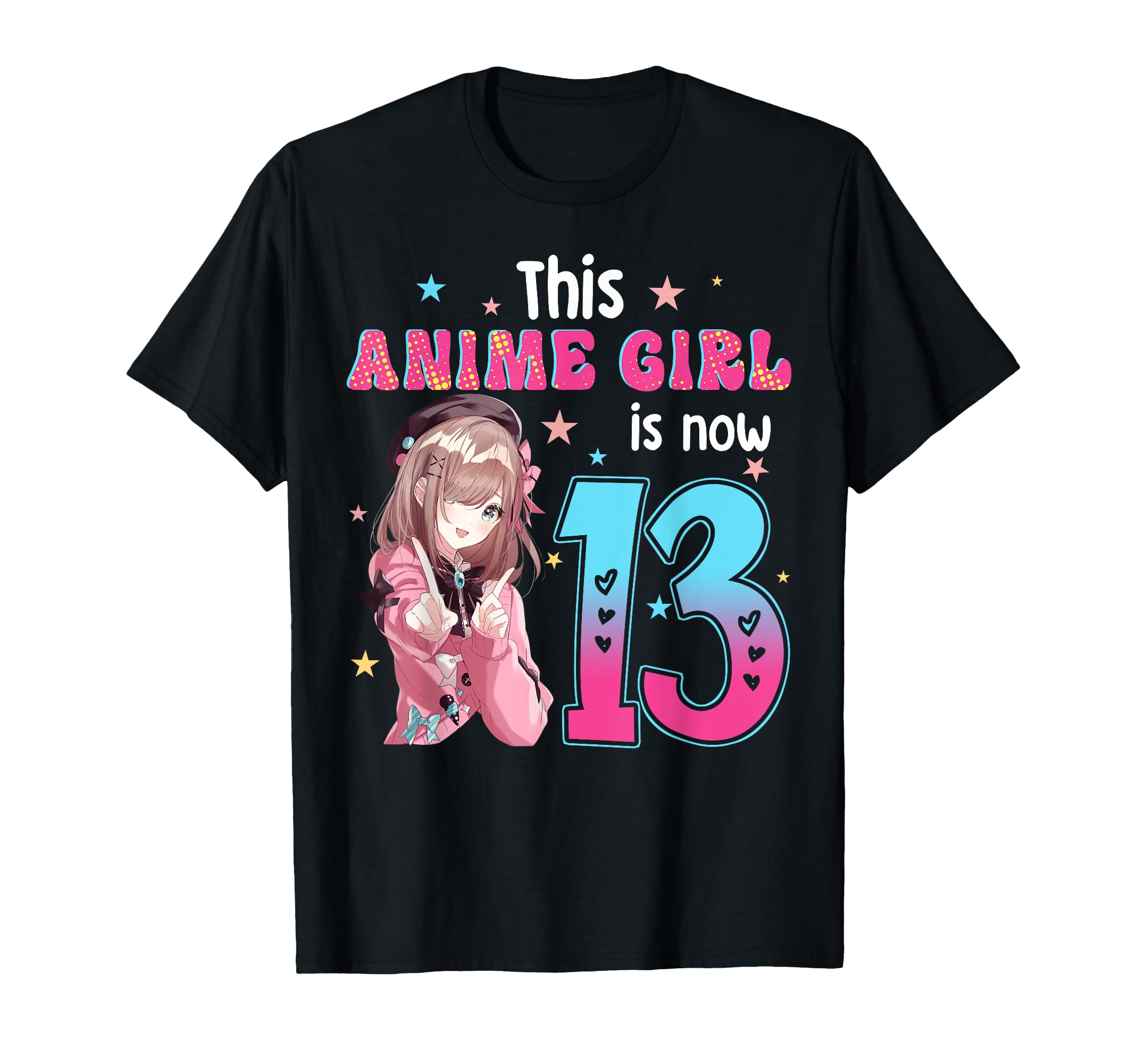 13 Years Old Girl Kawaii Gifts Anime Girl 13th Birthday Kids T-Shirt