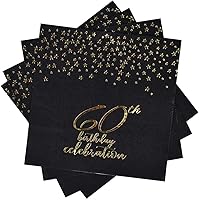 Vista 25 de Gatherfun 50th Birthday Napkin Disposable Paper Napkins Black and Gold Party Decorations Tableware for Men Woman 50 Birthday Party（6.5X6.5in, 3-Ply
