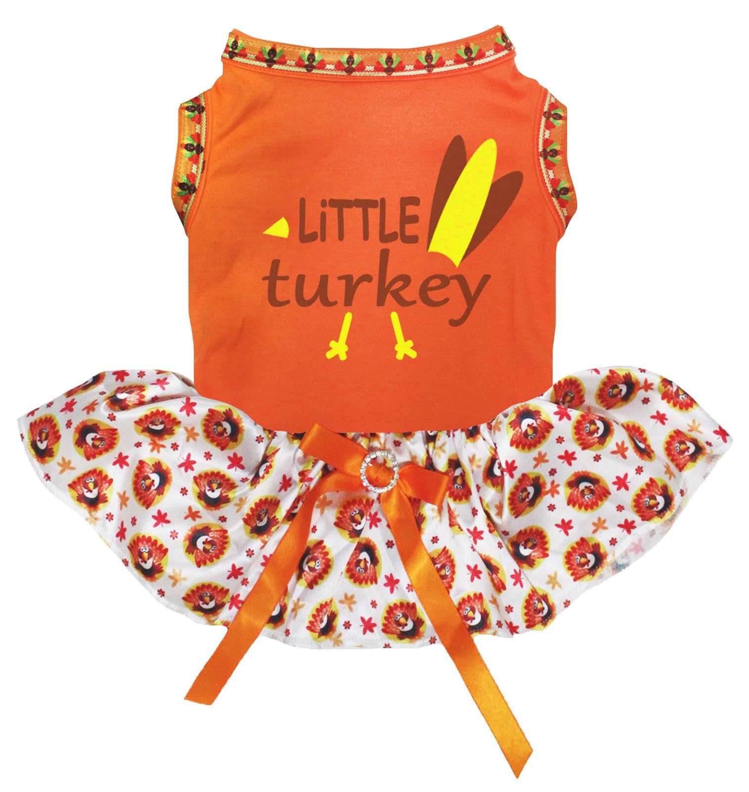 Robe pour chiot Little Turkey Tail pour fêter Thanksgiving en famille avec son chien
