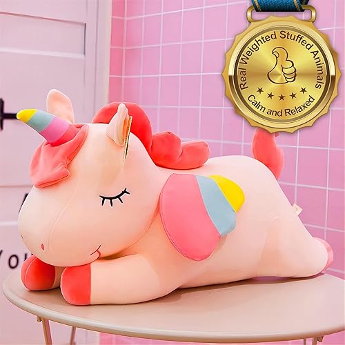 Allike Animales de peluche con peso de 20 pulgadas, 3 libras, unicornios para niños, animales de peluche medianos y pesados, gran idea de regalo
