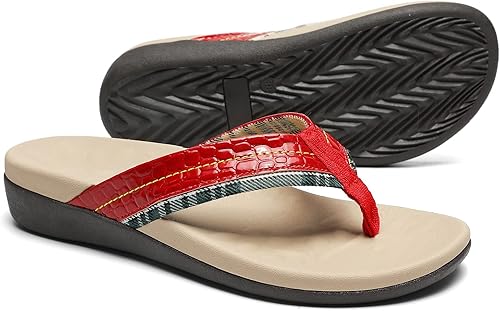 MEGNYA Orthopeic Walking Sandals with Arch Support, Plantar Fasciitis Flip Flops for Flat Feet, Comfortable Cushioned Foam Slipeper for Beach Summer