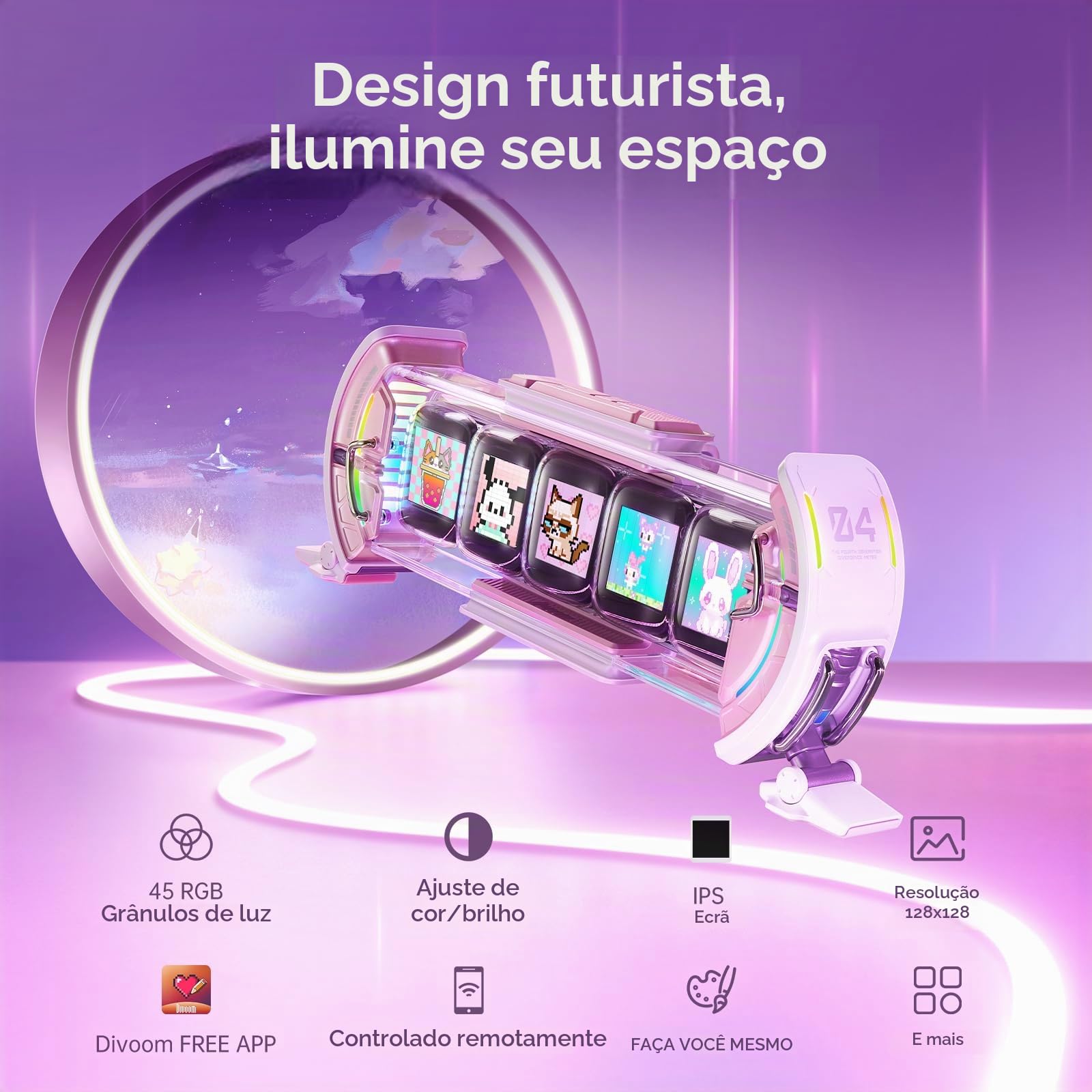 Divoom Times Gate – Lindo relógio digital para jogos com controle