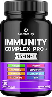 Immune Booster – Immune System Support Supplement with Vitamin D3-120 Capsules - Zinc, Elderberry, Iron, B12, C, Turmeric, Selenium, Garlic, Probiotics & More – Vegan Multivitamin Complex