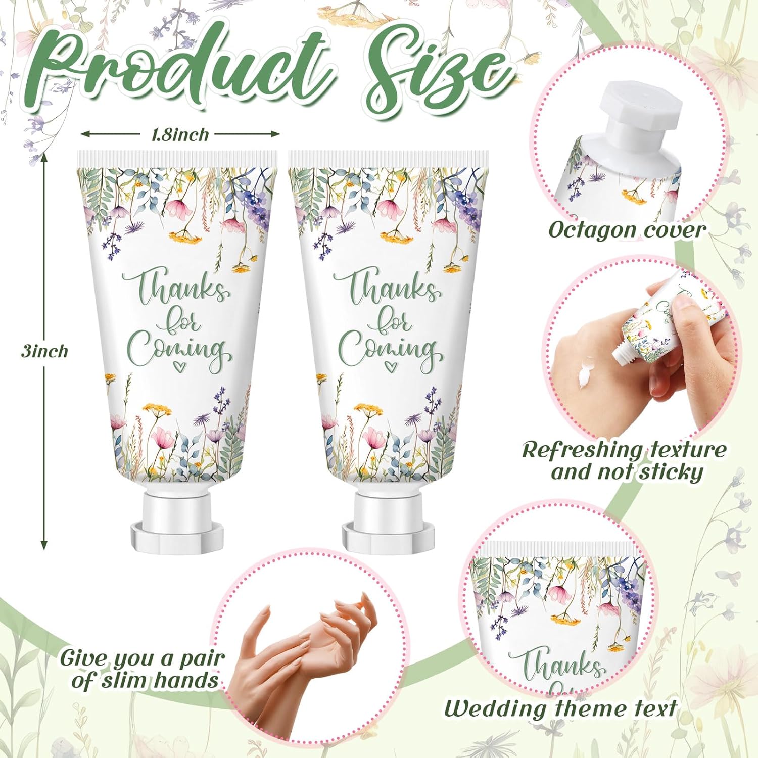50 Pcs 1 Oz/ 30 ml Wildflower Hand Cream Bulk Travel Size Baby Shower Lotion Thanks Hand Cream Gifts Baby Shower Favors for Guests Wildflower Gift Bulk Travel Size Lotion Set for Guest